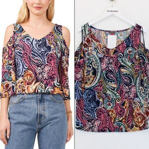 Vince Camuto Meadow Medley Printed Cold-Sho Cosmo Pink